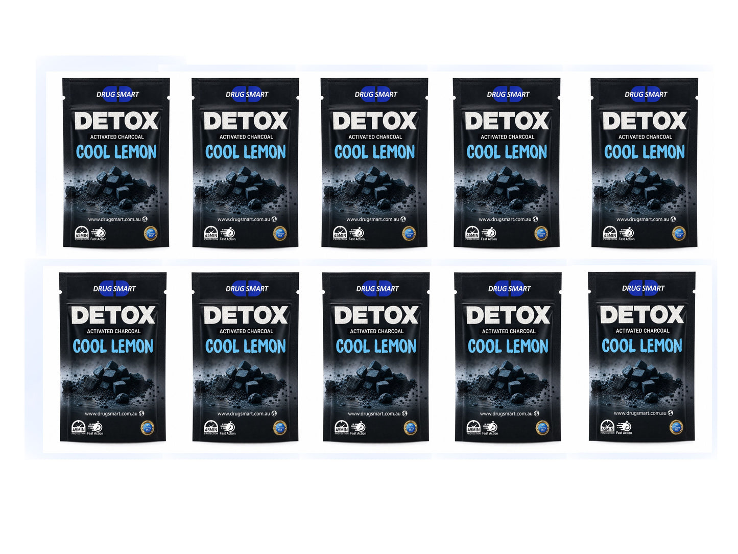10 X NEW Cool Lemon Detox Activated Charcoal Gum